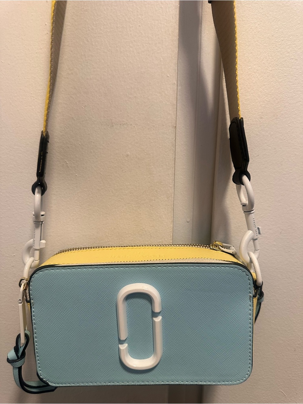 Marc Jacobs Ceramic Snapshot Crossbody in Light Blue and Yellow